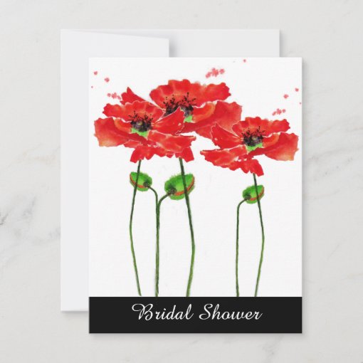 Red Poppies Watercolor Bridal Shower Invitation Zazzle