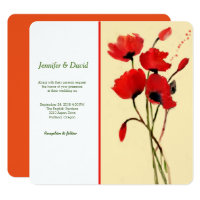 Red Poppies Watercolor Custom Wedding Invitation