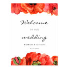 Red poppies watercolor custom wedding sign