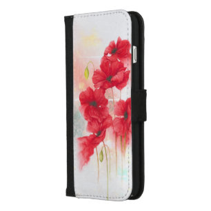 Red Poppies Watercolor iPhone 8/7 Plus Wallet Case