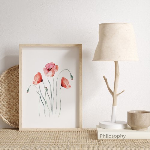 Red Poppies Watercolor Poster