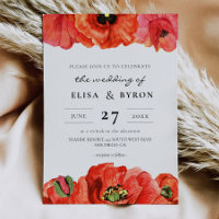 Red poppies watercolor wedding