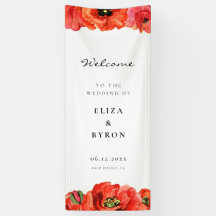 Red Poppies Watercolor Welcome to our Wedding Banner