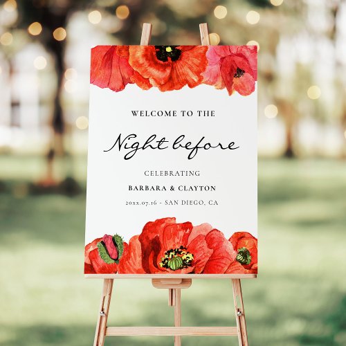Red poppies watercolor Welcome to the night before Foam Board