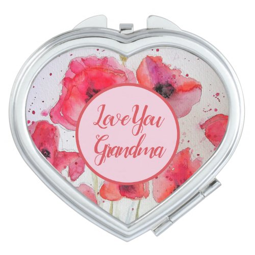 Red Poppies Watercolour Grandma Compact Mirror