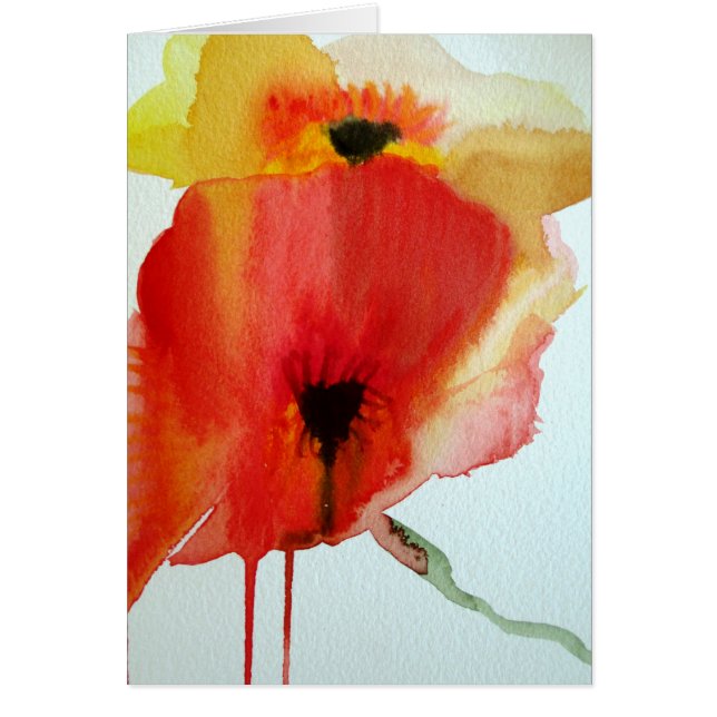 Red Poppies watercolour modern floral art (Front)
