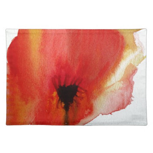 Red Poppies watercolour modern floral art Cloth Placemat