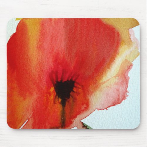 Red Poppies watercolour modern floral art Mouse Pad