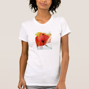 Red Poppies watercolour modern floral art T-Shirt
