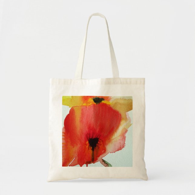 Red Poppies watercolour modern floral art Tote Bag (Front)