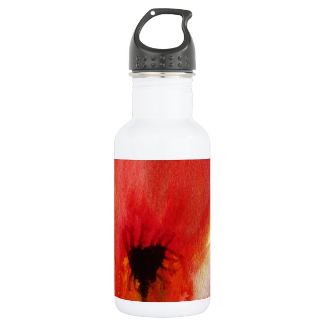 Red Poppies watercolour modern floral art Water Bottle (Front)
