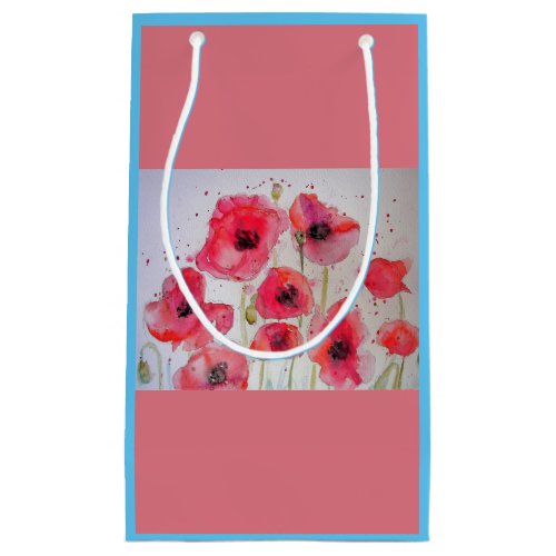 Red Poppies Watercolour Painting floral Gift Bag