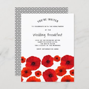 Red Poppies Wedding Breakfast Invitation by BlueHyd at Zazzle
