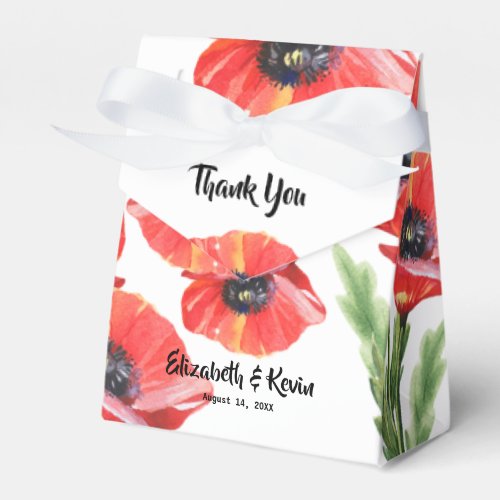 Red Poppies Wedding Favor Box