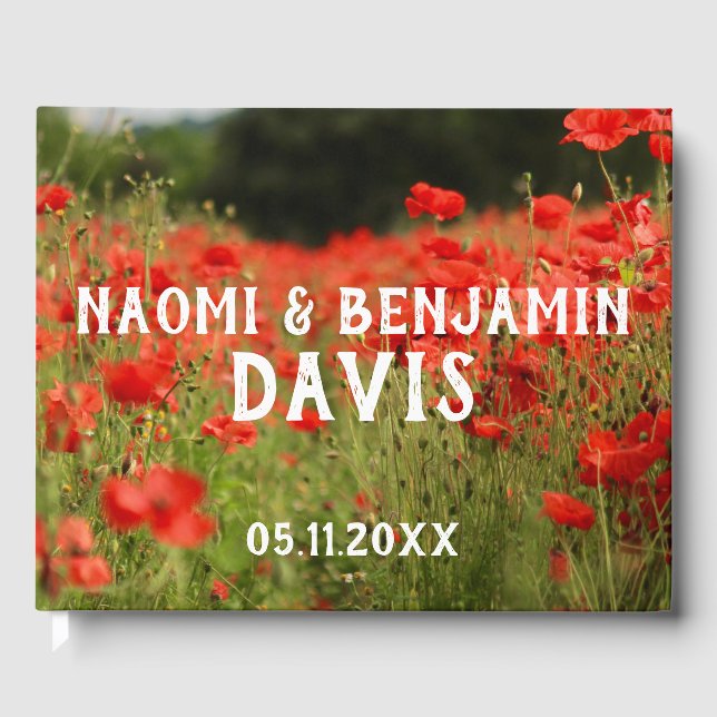 Red Poppies Wedding Guest Book (Front)
