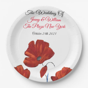 Red Poppies Wedding Paper Plates