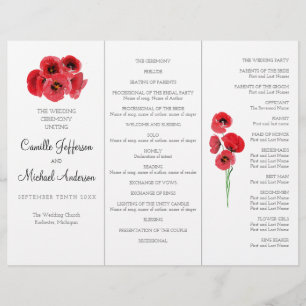 Red poppies wedding program