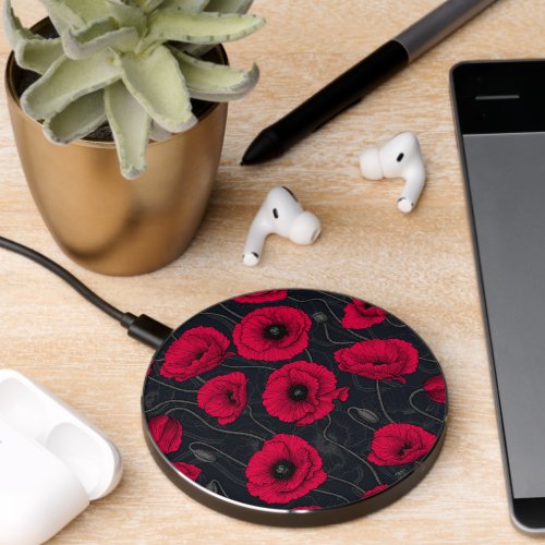 Red Poppies Wireless Charger