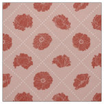 Red Poppies with Dots on Peach Fabric
