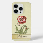 Red Poppies with name or monogram iPhone 15 Pro Case