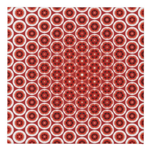 Red poppy abstract geometricv morph art pattern faux canvas print