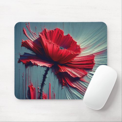 Red Poppy Abstract Mouse Pad