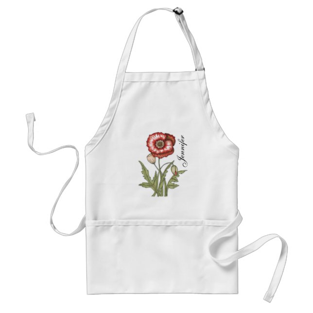 Red Poppy Adult Apron (Front)