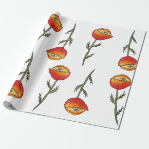 Red Poppy All Seeing Wrapping Paper