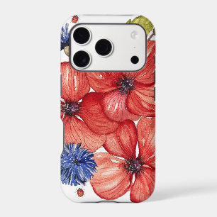 Red Poppy and Blue Cornflower Watercolor iPhone 17 Pro Case