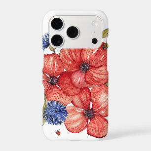 Red Poppy and Blue Cornflower Watercolor iPhone 17 Pro Case
