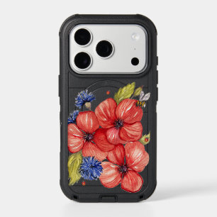Red Poppy and Blue Cornflower Watercolor iPhone 17 Pro Case