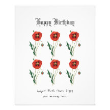 Red poppy August Birth Flower Birthday Card