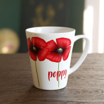 Red Poppy August Birth Flower Small Latte Mug