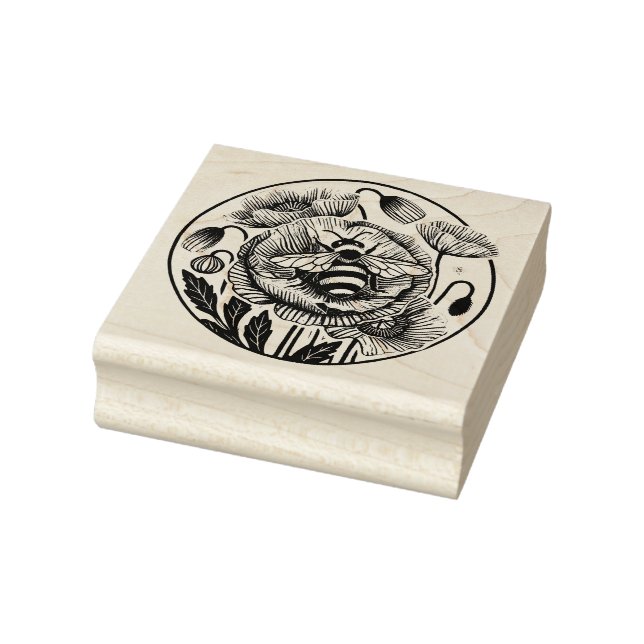 Red Poppy Bee                                      Rubber Stamp (Stamp)