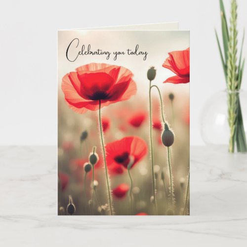 Red Poppy Birthday Card