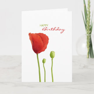 Red Poppy Birthday Card