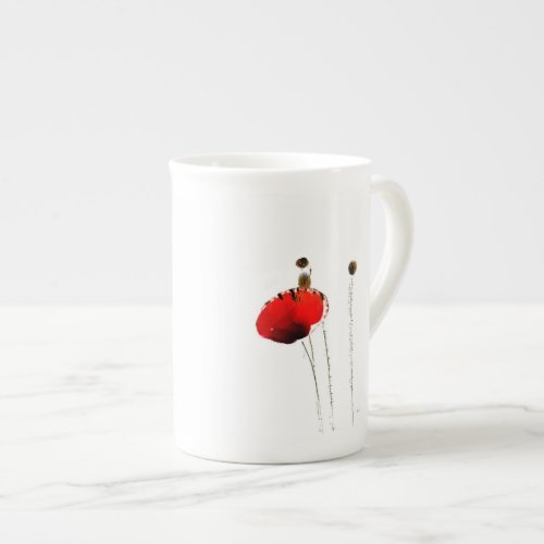 red poppy bone china espresso cup