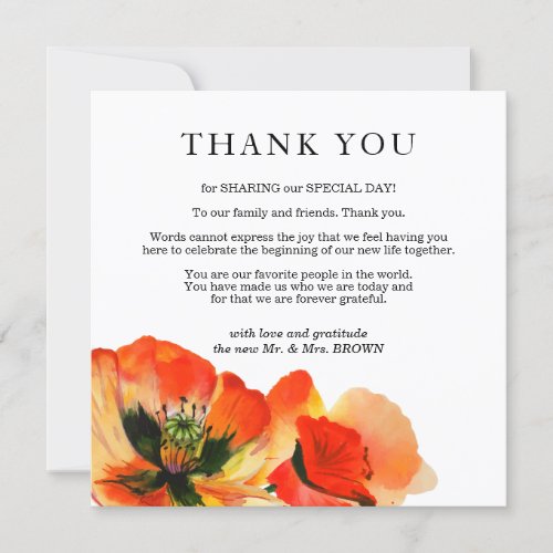 Red Poppy Botanical Summer Flower Invitation