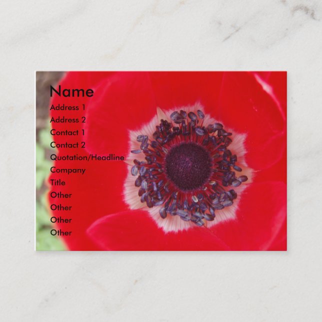 Red Poppy Business Card (Front)