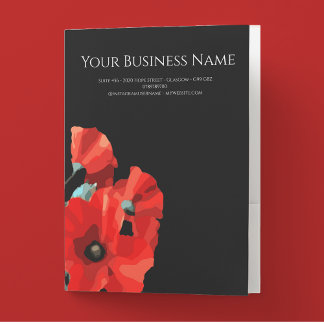 Red Poppy Business Pocket Folder