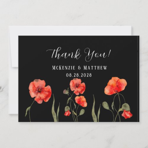 Red Poppy  Butterfly Truck Wedding Thank You Card