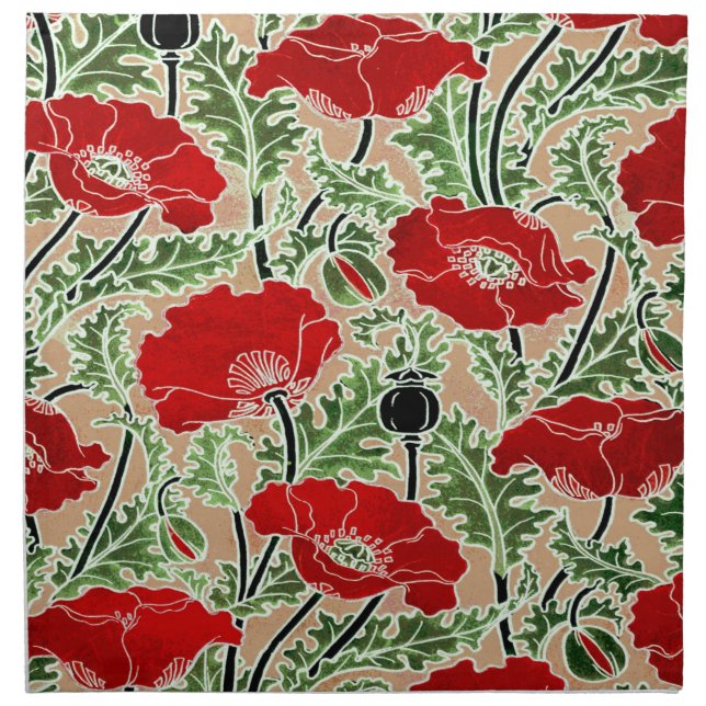 Red Poppy Cloth Napkin (Front)