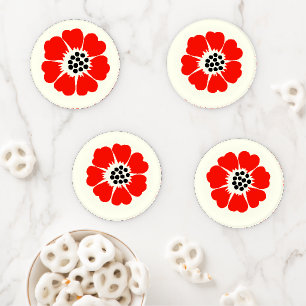 Red Poppy Coaster Set