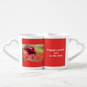 Red poppy coffee mug set