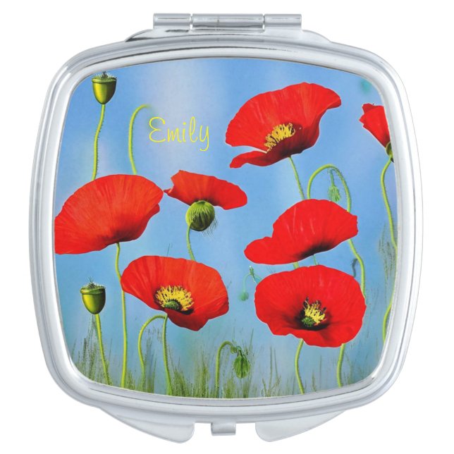 Red Poppy  Compact Mirror (Front)