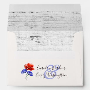 Red Poppy & Cornflower Rustic Wedding Invitation Envelope