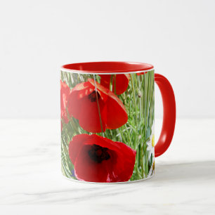 Red Poppy, Cottage Garden photo Mug