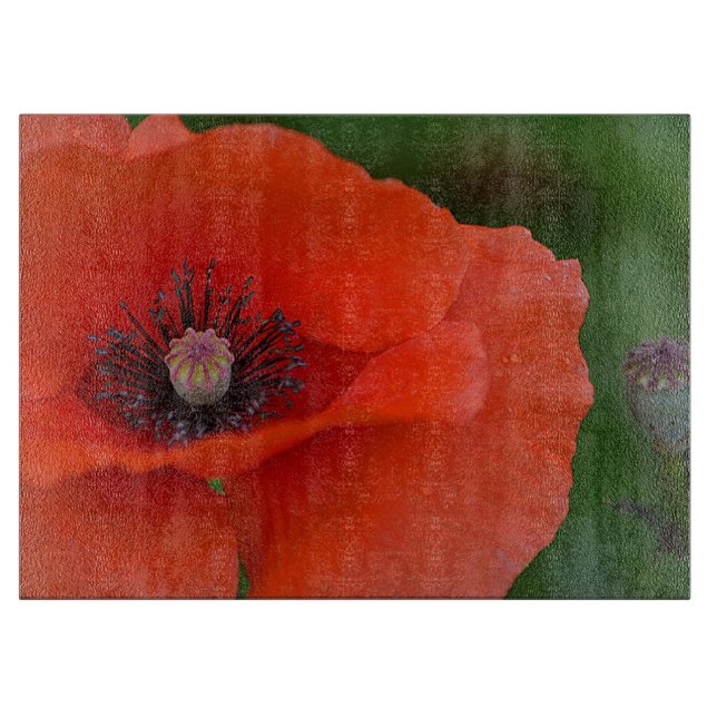 Red Poppy Cutting Board (Front)