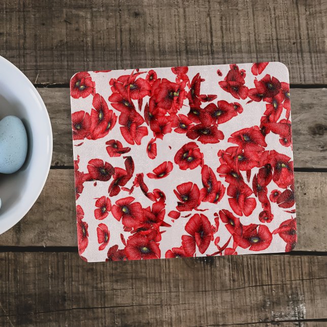 Red Poppy Cutting Board (A pretty poppy petal pattern cutting board. Treat yourself today!)