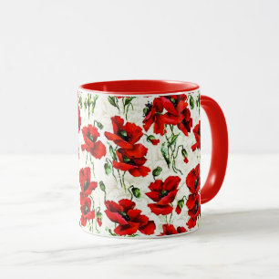 Red Poppy Design Mug